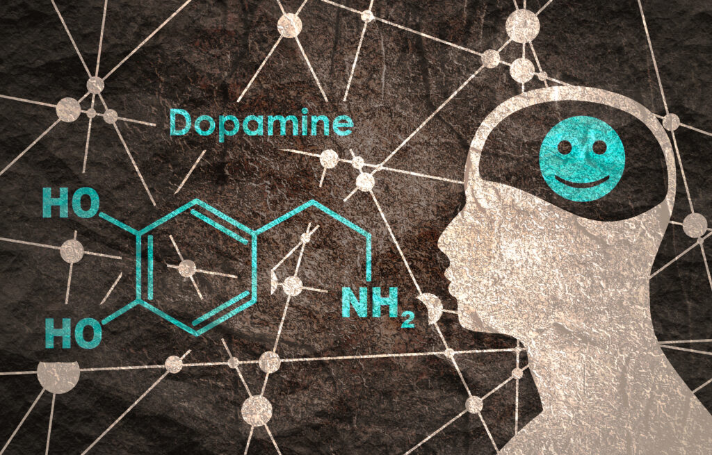 Dopamine chemical structure on connected background
